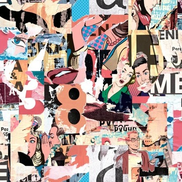 TAPETA WZÓR MŁODZIEŻOWY KOMIKS GAZETA FLIZELINOWA