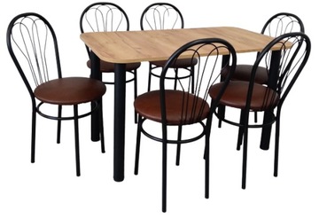 Zestaw stol 120/70 + 6 krzesla VENUS black krzeseł