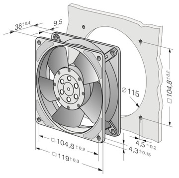 EBMPAPST 4856Z ВЕНТИЛЯТОР ДО 70°C 100м3/ч ТУРБИНА 230В ТИХАЯ РЕШЕТКА КАМИН