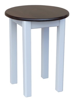 STÓŁ KUCHENNY DREWNIANY OKRĄGŁY 60 CM DWA KOLORY BIAŁY+BRĄZ