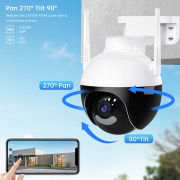 НАРУЖНАЯ ВРАЩАЮЩАЯСЯ КАМЕРА WiFi 5x ZOOM 8MPx 4K