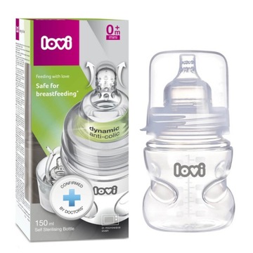 LOVI BUTELKA SAMOSTERYLIZUJĄCA 150 ml smoczek 0+