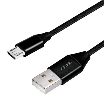 Kabel micro USB prosty w oplocie, ładowanie 3A - krótki 30 cm