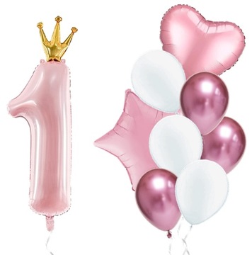 Bukiet balonów na ROCZEK balony 1 serce chrom mix