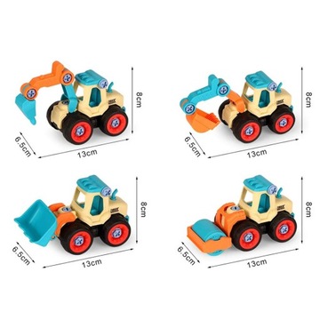 СТРОИТЕЛЬНАЯ ТЕХНИКА ГРУЗОВИК ИГРУШКА ДЛЯ ЗАКРУЧИВАНИЯ ЭКСКАВАТОРНЫЙ ВИНТ 4 ШТ.