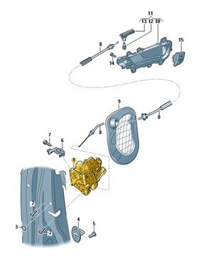 AUDI A3 A4 A8 Q5 ZÁMEK DVEŘE ZADNÍ LEVÝ 8K0839015G