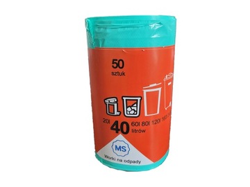 Worki na śmieci 40L LDPE Zielone Rolka 50 szt.