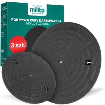 3x POKRYWA RURY KARBOWANEJ 340 MM TRZONOWEJ WŁAZ DEKIEL STUDNI STUDZIENKI