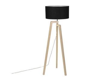 Lampa QAZQA Puros Drewno Z Czarnym Kloszem 50c