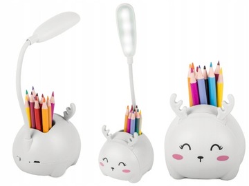 Lampka nocna led usb organizer stojak telefon do czytania nauki biała
