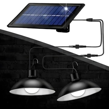 СОЛНЕЧНАЯ ЛАМПА 2x СВЕТОДИОДНАЯ ЛЮСТРА ПОДВЕСНАЯ САДОВАЯ ПАНЕЛЬ + ПУЛЬТ ДИСТАНЦИОННОГО УПРАВЛЕНИЯ