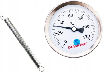 TERMOMETR OPASKOWY PRZYLGOWY ZE SPRĘŻYNĄ 63mm 120C