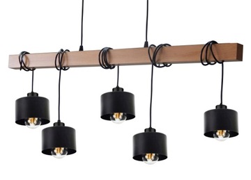 ŻYRANDOL LAMPA WISZĄCA SUFITOWA 025-5 DREWNO LED LOFT E27 STÓŁ SALON BIURO