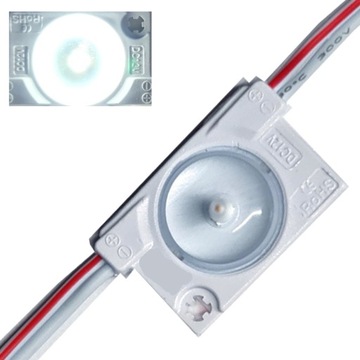 MODUŁ LED zimny 7000k ALU DRIVER 1,0W soczewka 12v