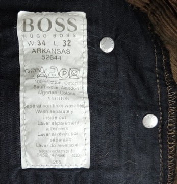 Hugo Boss Arkansas sztruksowe brązowe męskie spodnie W 34 L 32