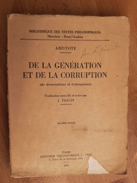 De la generation et de la corruption Arystoteles