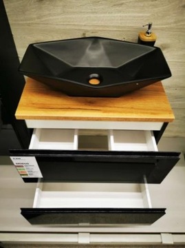 ШКАФ ДЛЯ ВАННОЙ 60 СМ ГЛЯНЦЕВЫЙ ЧЕРНЫЙ ПОДВЕСНОЙ