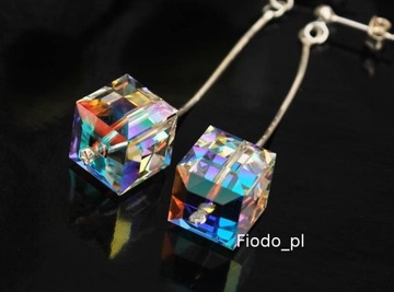 KOLCZYKI DUŻE KOSTKI OPALIZUJĄCE SWAROVSKI CRYSTAL