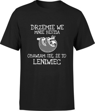 ŚMIESZNA KOSZULKA MESKA LENIWIEC T-SHIRT ROZM. XXL MĘSKA MĘSKI TSHIRT