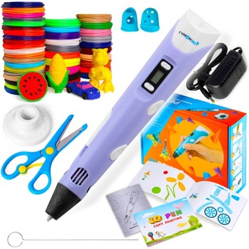 DRUKARKA 3D DŁUGOPIS + 100M WKŁAD KSIĄŻKA SZABLONY 3DPEN ZESTAW