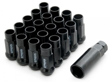 NAKRĘTKI DO KÓŁ EPMAN M12X1.25 CZARNE KUTE STALOWE 20SZT JDM