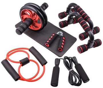 ZESTAW DO ĆWICZEŃ ROLLER SKAKANKA MATA UCHWYT 7w1