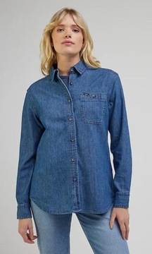 Lee ALL PURPOSE SHIRT Mid Blues REGULAR KOSZULA JEANSOWA CIEMNY DżINS S