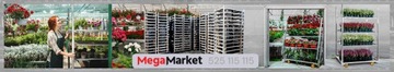 Датская тележка для цветов на колесах, основание + 3 полки Мега-М
