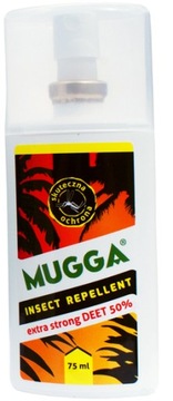 Mugga Strong спрей 50% ДЭТА 75 мл средство от комаров и клещей ОРИГИНАЛ