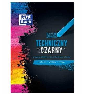 OXFORD Blok techniczny z czarnymi kartkami A4 10 kartek 210g