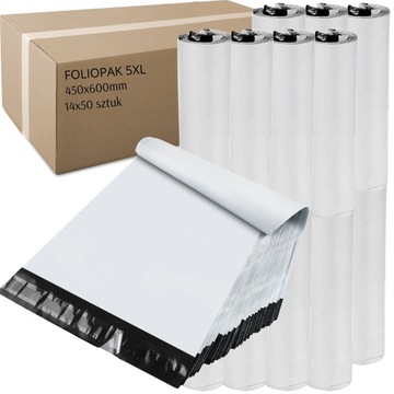 FOLIOPAKI kurierskie KOPERTY foliowe OPAKOWANIE 5XL worek 700 szt 450x600cm
