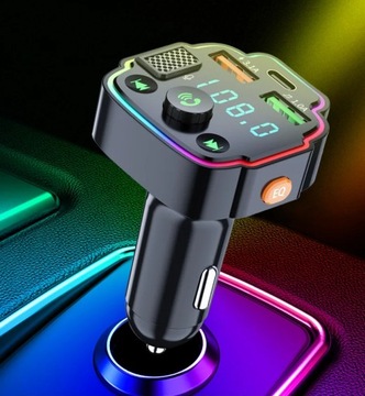 FM-ПЕРЕДАТЧИК BLUETOOTH 5.0 ЗАРЯДНОЕ УСТРОЙСТВО QC 3.0 PD 20 Вт RGB 2x USB USB-C