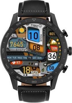 PASEK SKÓRZANY DO SMARTWATCH ZEGAREK CZARNY 22mm