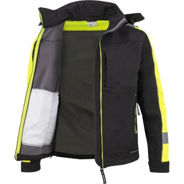 РАБОЧАЯ КУРТКА СОФТШЕЛЛ СО СВЕТООТРАЖАЮЩИМ КАПЮШОНОМ REDBERG