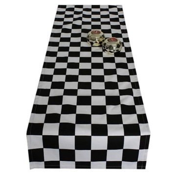 Bieżnik szachownica krata czarny-biały 40x140