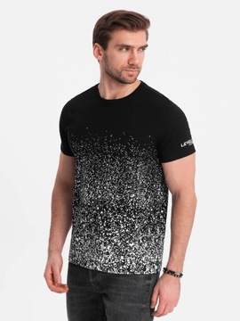 T-shirt męski bawełna 100% z nadrukiem czarny V1 OM-TSPT-22SS-001 M