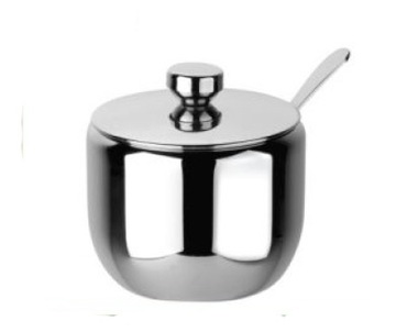 Cukiernica z pokrywką i łyżeczką pojemnik na cukier stalowa 01985