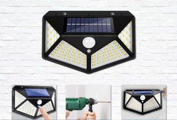 СОЛНЕЧНАЯ ЛАМПА С ДАТЧИКОМ ДВИЖЕНИЯ СУМЕРКИ 100LED