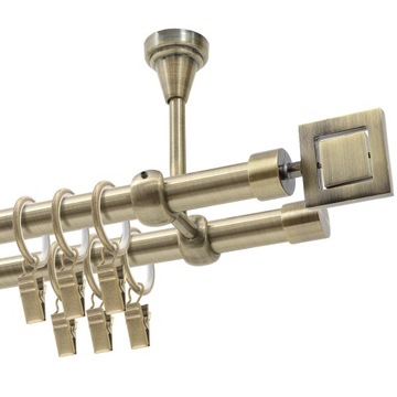 Двойной металлический карниз 16 мм 300 см на колесиках