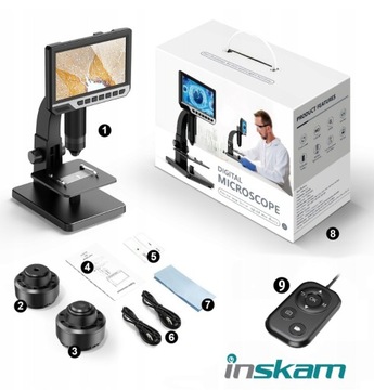 Цифровой микроскоп с ЖК-дисплеем 2000x + 10LED 1080P 12MPIX