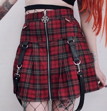 GOTH1 Sexy mini spódniczka w kratkę lolita - L