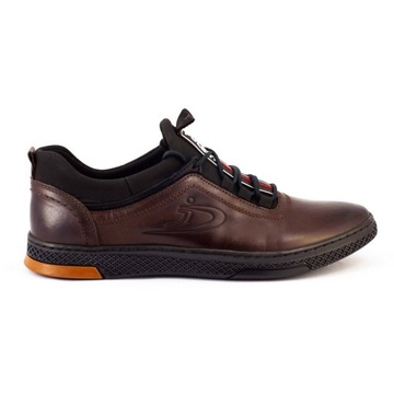 BUTY MĘSKIE SKÓRA CASUAL K24 BRĄZOWY POLSKIE 45