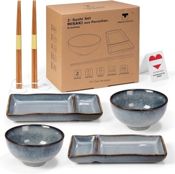 6x ZESTAW DO JEDZENIA SUSHI NACZYNIA DO SUSHI CERAMICZNE PAŁECZKI MISKI XXL