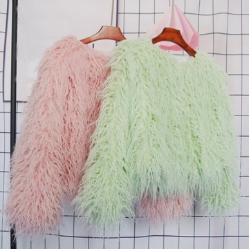 2023 Winter New Women Fur Coat Colorful Furry Pink