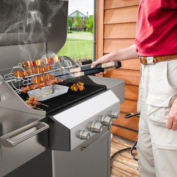 ZESTAW DO ROŻNA OBROTOWEGO ROŻNO DO SZASZŁYKÓW ZE STALI NIERDZEWNEJ