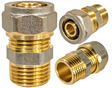 MUFA MUFKA ZŁĄCZKA NYPLOWA PEX ALUPEX SKRĘCANA 16 x 1/2'' GZ MOSIĄDZ MĘSKA