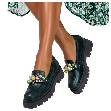 MOKASYNY PÓŁBUTY NA PLATFORMIE POLSKA SKÓRA NEW 41