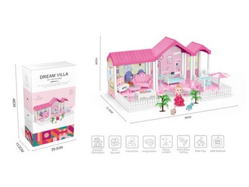 Большой кукольный домик с мебелью.