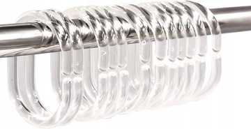 24pcs Shower Curtain Ring Plastic Hooks (Clear)