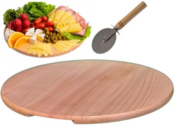 DESKA Z PODCIĘCIEM PATERA DO PIZZY SERA 40 cm BUKOWA NÓŻ OBROTOWY GRATIS!